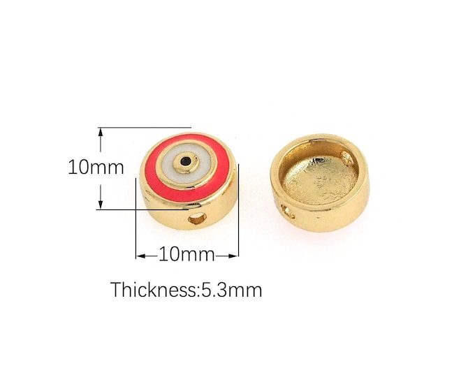 Round Demon Eye Spacer Beads Suitable for Personalized Jewelry Making Enamel Round Perforated Beads Eye Gasket 10x10x5.3mm