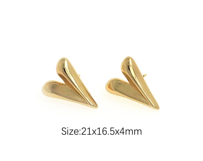 1Pair Zircon Heart-Shaped Earrings  Heart-Shaped Zircon Earrings  18K Gold Filled Heart-Shaped Earrings Heart-Shaped Hoop 21x16.5x4mm