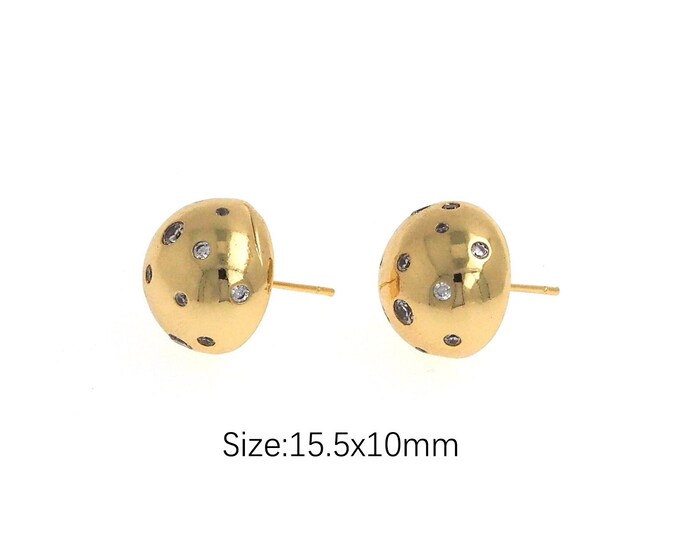 1 pair 18K Gold Filled Ball Stud Earrings,Gold Dainty Ball Stud Earring,Simple Stud  Earrings,Gift for Her,15.5x10mm