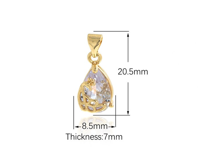 18K Gold Filled Water Drop Pendant,Gold Dainty Water Drop Charms,Simple pendant Bracelet Necklace for DIY Jewelry Making Supply,20.5x8.5x7mm