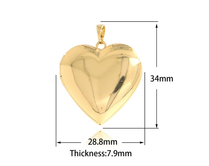 18K Gold Filled Photo Frame Pendant,Gold Dainty Heart Charms,Simple pendant Bracelet Necklace for DIY Jewelry Making Supply