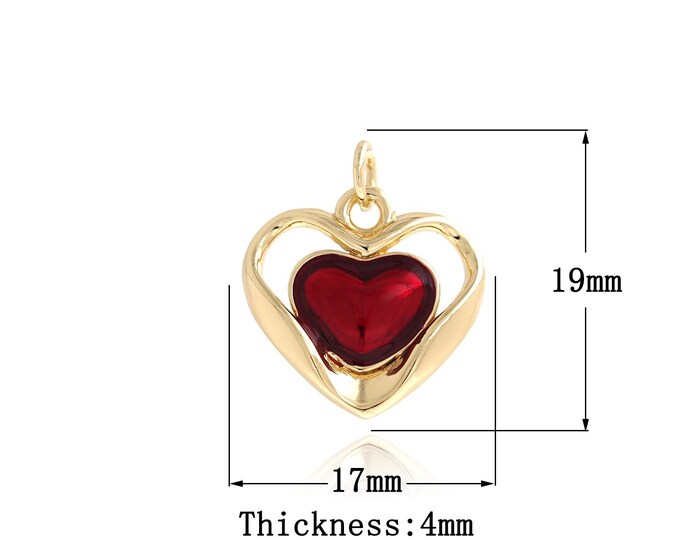 18K Gold Filled Heart Pendant,Micropavé CZ Heart Charms,Heart Charm for DIY Jewelry Making Supplies