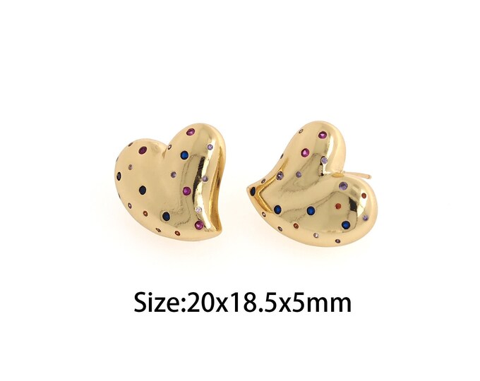 1Pair Zircon Heart-Shaped Earrings  Heart-Shaped Zircon Earrings  18K Gold Filled Heart-Shaped Earrings Heart-Shaped Hoop 20x18.5x5mm