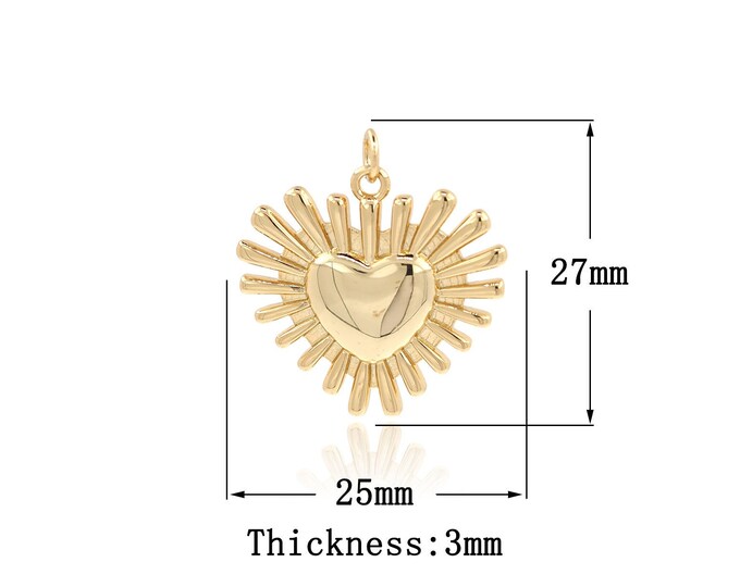Gold Dainty Heart Charms,18K Gold Filled Heart Pendant,Heart Charm Bracelet Necklace for DIY Jewelry Making Supply,27x25x3mm