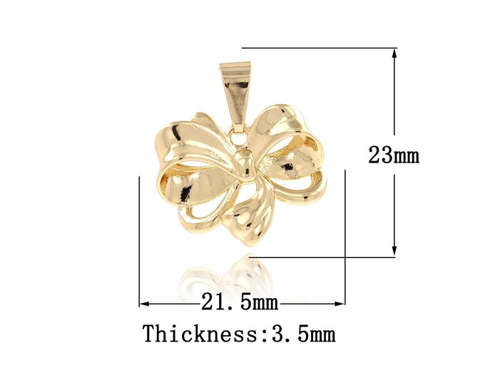18K Gold Filled Bow Pendant, Bow Charm, Bow Tie Charms,Bow Necklace for DIY Jewelry Making Supplies