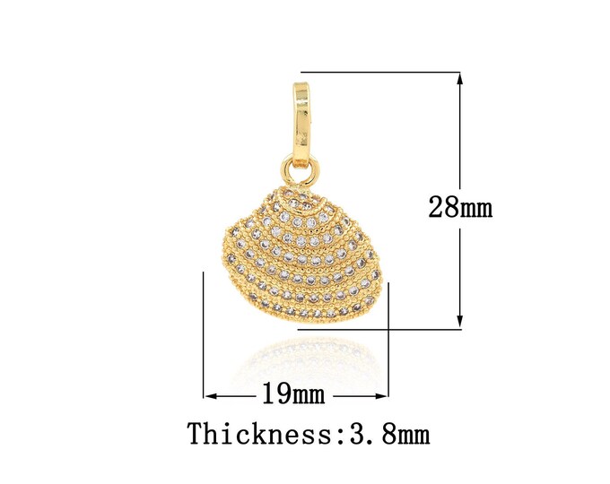 Gold Dainty Shell Charms,18K Gold Filled Shell pendant,Simple pendant Bracelet Necklace for DIY Jewelry Making Supply,28x19x3.8mm