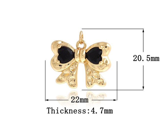 MicroPaved CZ Bow Tie Charms, 18K Gold Filled Bow Pendant,Bow Necklace for DIY Jewelry Making Supplies
