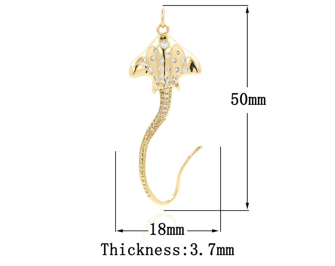 18K Gold Filled Manta Ray Pendant,Dainty Manta Ray Charm Bracelet Necklace for DIY Jewelry Making Supply
