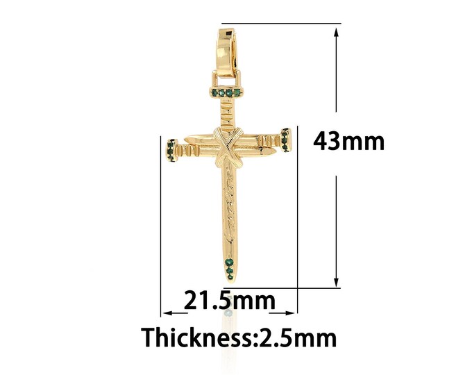18K Gold Filled Cross Pendant,Gold Dainty CZ Christian Charms,Religious Charm Bracelet Necklace for DIY Jewelry Making Supply