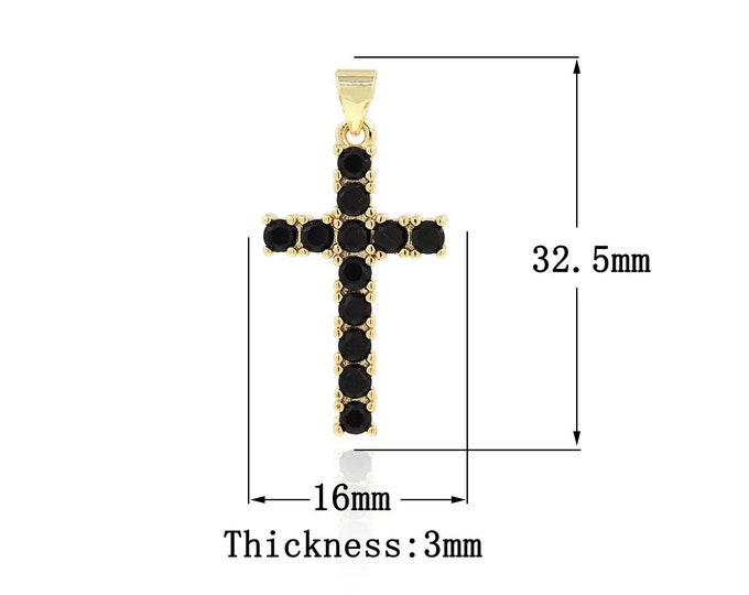 18K Gold Filled Cross Pendant,Gold Dainty Religion Charms,CZ Christian Charm Bracelet Necklace for DIY Jewelry Making Supply