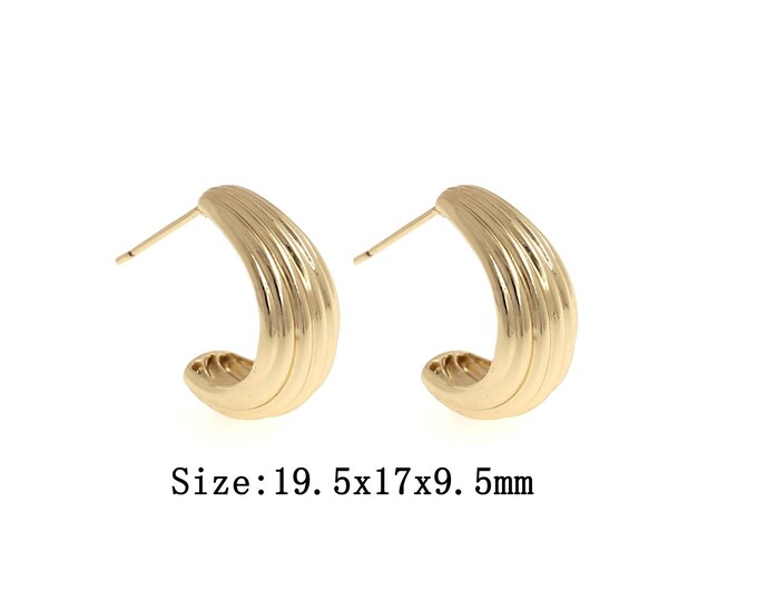 18K Gold Filled  Threaded Stud Earrings, MicroPaved CZ Gold Threaded Minimalist Stud Earrings,Threaded Stud Earrings,Hypoallergenic