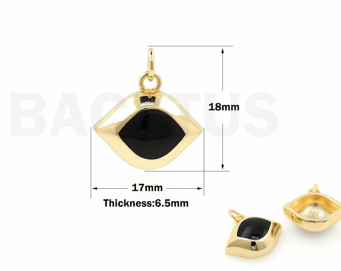 1PCS 18K Gold Filled Greek Eye Charm Oval Eye Pendant Eye Jewelry Eye Turkish Eye Necklace Pendant DIY Jewelry Making 18x17x6.5mm