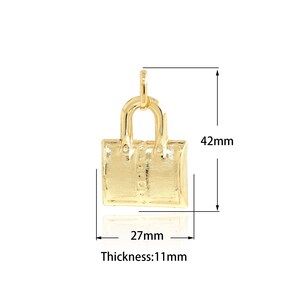 18K Gold Filled Bag Pendant,Gold Handbag Charms,Handbag Charm Bracelet Necklace for DIY Jewelry Making Supply