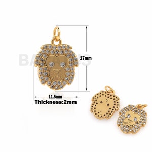 18K Gold Filled Lion Head Necklace, Lion Pendant, Lion Charm, Micropavé CZ Head Pendant, Wild Animal Charm, 17x11.5x2mm image 1
