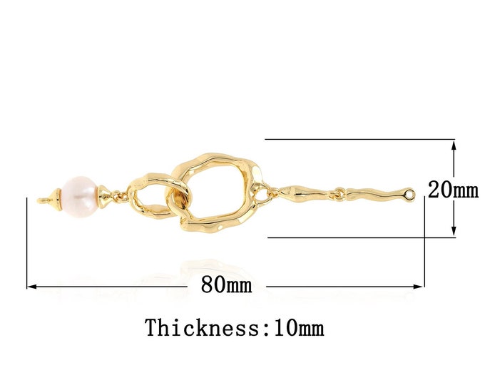 18K Gold Filled Pearl Connector,Gold Dainty Clasp Connector,Strip Connector Bracelet Necklace for DIY Jewelry Making Supply