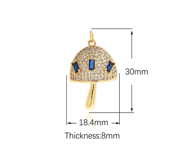 Gold Dainty Mushroom Charms,18K Gold Filled Mushroom Pendant,Simple Pendant Bracelet Necklace for DIY Jewelry Making Supply,30x18.4x8mm