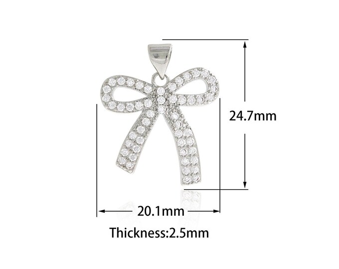 18K Gold Filled Bow Pendant,MicroPaved CZ,Bow Tie Charms,Bow Necklace for DIY Jewelry Making Supplies