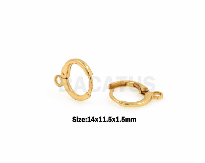 1 Pair, 18K Gold Filled Round Lever Back Earring Accessories,Dangle Earrings,Round Earrings, A Gift For Her,Pierced Earrings, 14x11.5x1.5mm