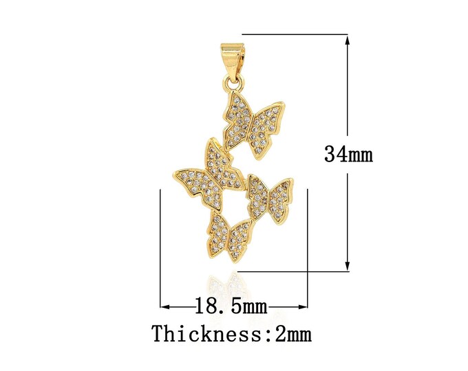 18K Gold Filled Butterfly Pendant,Gold Dainty Butterfly Charms,CZ Butterfly Charm Bracelet Necklace for DIY Jewelry Making Supply