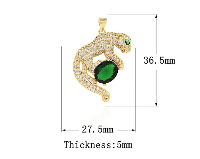 18K Gold Filled CZ Panther Pendant,Gold Dainty Panther Charms,Panther Charm Bracelet Necklace for DIY Jewelry Making Supply