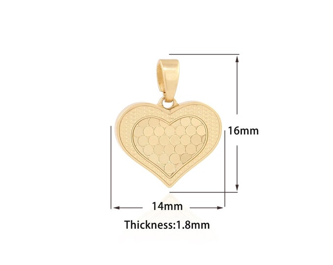 18K Gold Filled Dainty Heart Pendant Dainty Heart Charm Love Pendant,Gold Heart Pendant,DIY Jewelry Supplies,16x14x1.8mm