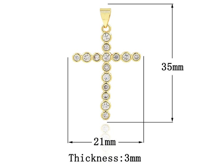 18K Gold Filled Religion Pendant,Gold Dainty Cross Charms,CZ Christian Charm Bracelet Necklace for DIY Jewelry Making Supply