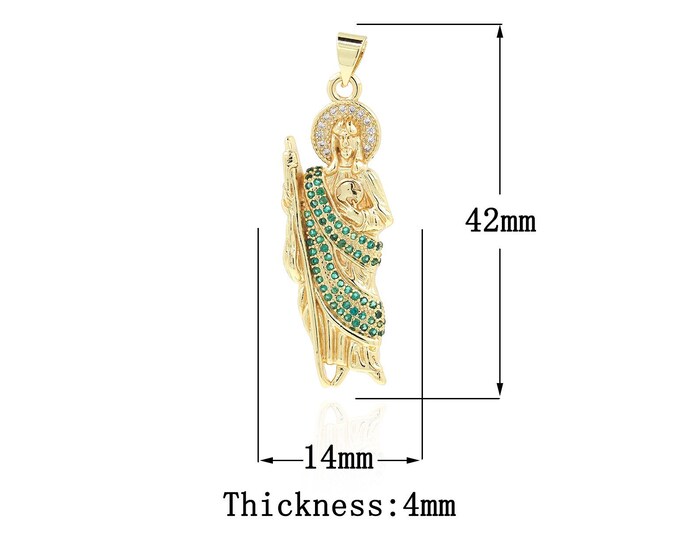 18K Gold Filled Santa Muerte Pendant,Gold Dainty Santa Muerte Charms,CZ Santa Muerte Charm Bracelet Necklace for DIY Jewelry Making Supply