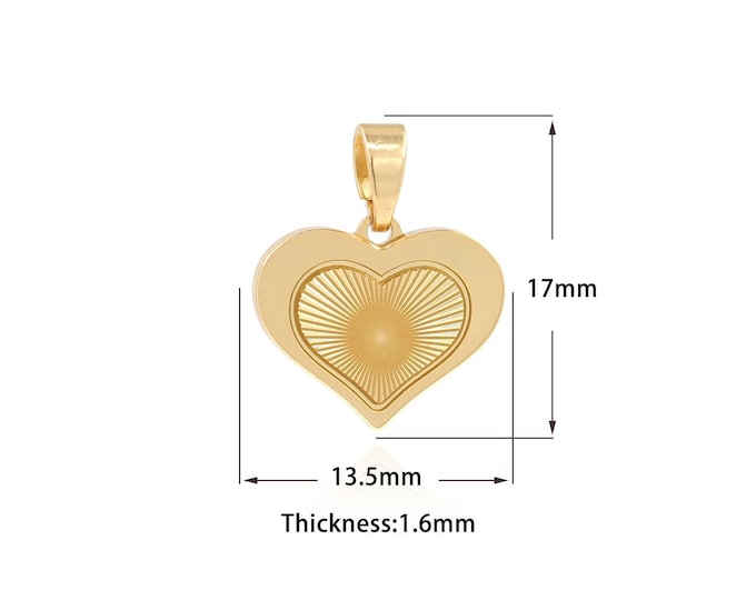 Gold Heart Pendant,Heart Charm 18K Gold Filled Dainty Heart Pendant Dainty Love Pendant,DIY Jewelry Supplies,17x13.5x1.6mm