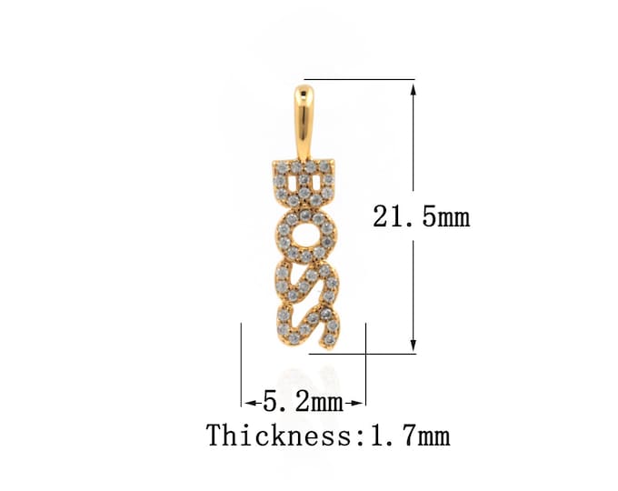 18K Gold Filled BOSS pendant,Gold Dainty long Charms,BOSS Charm Bracelet Necklace for DIY Jewelry Making Supply