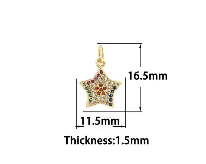 18K Gold Filled Star Pendant,Gold Dainty Star Charms,CZ Star Charm Bracelet Necklace for DIY Jewelry Making Supply