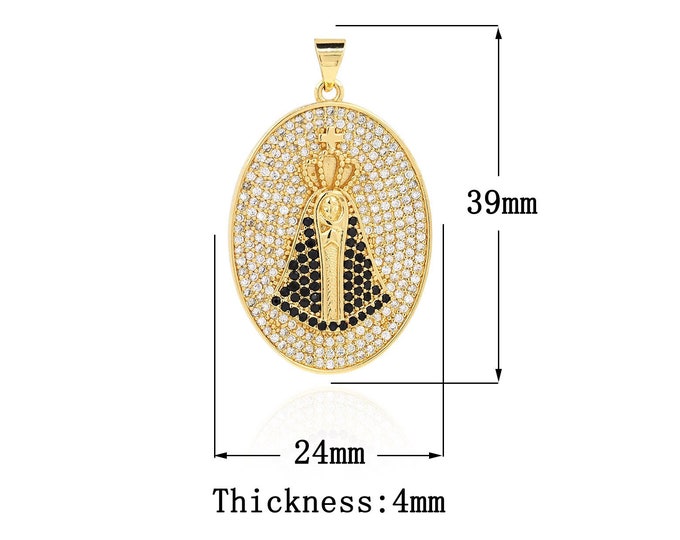18K Gold Filled CZ Papal Pendant,Gold Dainty Religion Charms,Christian Charm Bracelet Necklace for DIY Jewelry Making Supply
