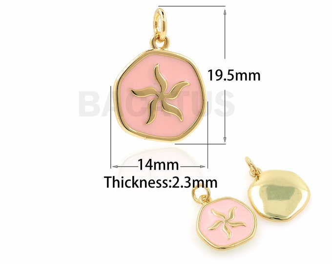 Enamel Starfish Pendant, 18K Gold Filled Round Necklace, Starfish Pendant, Five-Pointed Star Necklace, DIY Jewelry Accessories,19.5x14x2.3mm