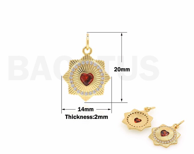 Micropave CZ Love Pendant,18K Gold Filled Love Necklace,Heart-Shaped Charm,Heart-Shaped Pendant,Love Charm,DIY Jewelry Accessories,20x24x2mm