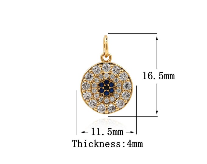 18K Gold Filled Round pendant,Gold Dainty Round Charms,Round Charm Bracelet Necklace for DIY Jewelry Making Supply