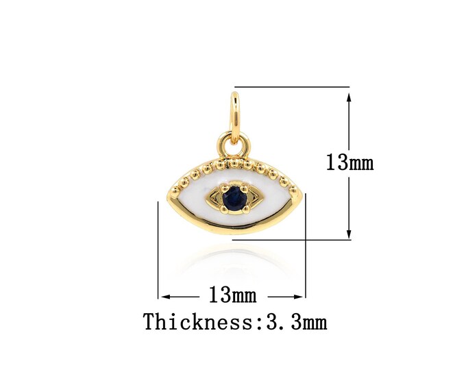18K Gold Filled Devil eye pendant,Gold Dainty Eye Charms,Eye Charm Bracelet Necklace for DIY Jewelry Making Supply