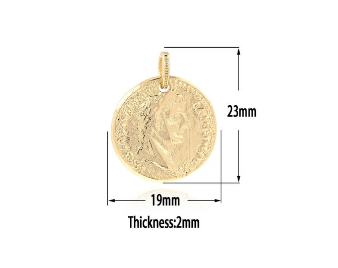 18K Gold Filled Portrait Pendant,Gold  Dainty Character Charms, Relief Charm Bracelet Necklace for DIY Jewelry Making Supply