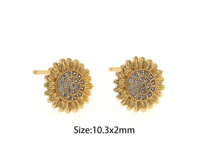 1 pair 18K Gold Filled SunFlower Stud Earrings,Gold Dainty Flower Stud Earrings,Simple Stud Earrings,Gift for Her