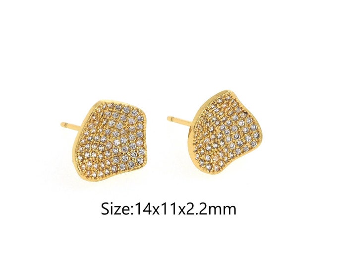 18K Gold Filled Square Stud Earrings,Micropavé CZ Gold Square Stud Earrings,Square Stud Earrings,Gift for Her