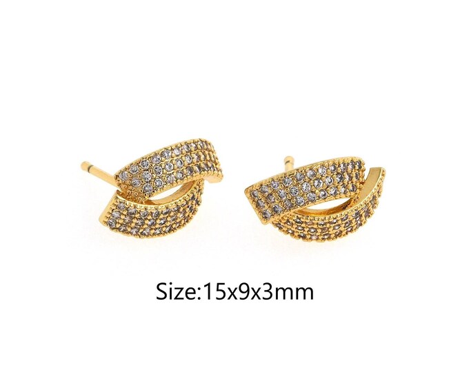 18K Gold Filled AIDS Stud Earrings,Awareness Ribbon Charm Earrings for DIY Jewelry Making Supply
