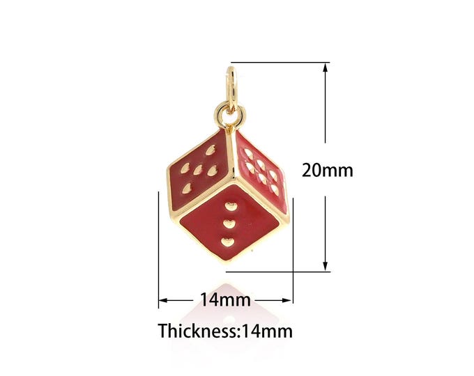1PCS Enamel Dice Pendant, Polyhedron Pendant, Metal Dice Necklace, Dice Pendant, Suitable For Jewelry Making Supplies