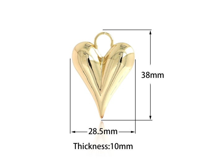 Gold Heart Pendant 18K Gold Filled Heart Necklace Gold Filled Love and Friendship Necklace DIY Jewelry Making Accessories 38x28.5x10mm
