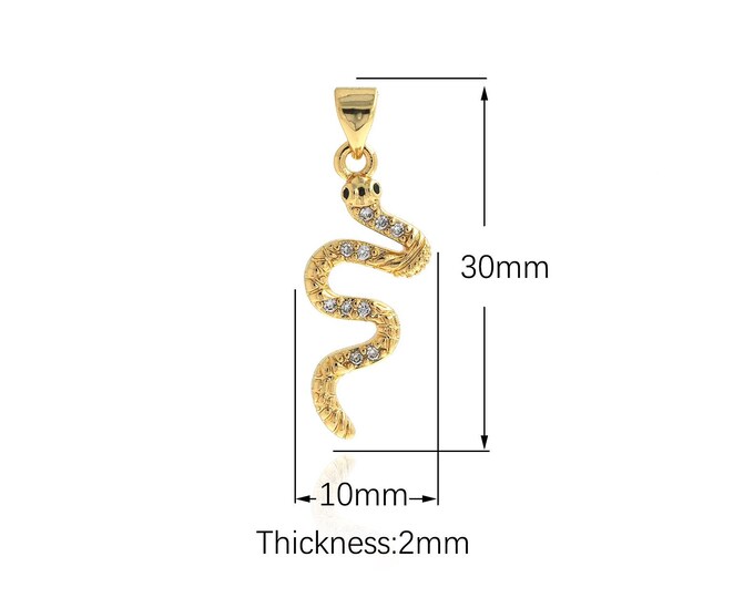 Snake Pendant 18K Gold Filled Snake Pendant,Cubic Zirconia Exquisite Snake Pendant, Reptile Jewelry,DIY Jewelry Making