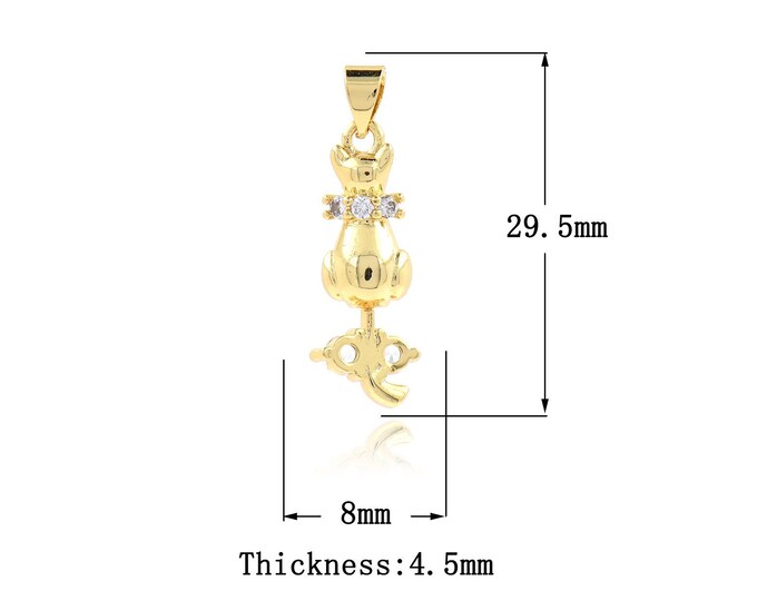 18K Gold Filled Flower Necklace, Plant Charm,Micropavé CZ Plant Necklace, Flower Pendant, Flower Jewelry, DIY Jewelry Supplies, 29.5x8x4.5mm