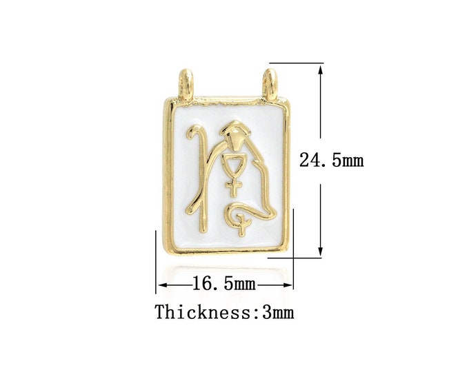 18K Gold Filled Square Charms, Priest Charms, Enamel Charms, Religious Jewelry, Missionary Charms, DIY Jewelry Supplies, 24.5x16.5x3mm