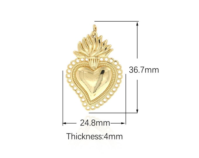 18K Gold Filled Love Pendant, Heart Pendant, Micropavé CZ Love Heart Charm, Dainty Charm, Gift For Her, DIY Jewelry Supplies, 36.7x24.8x4mm