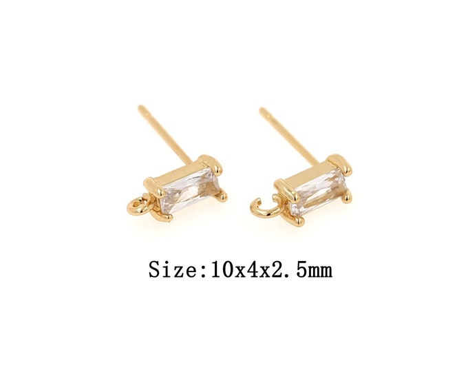 18K Gold Filled Solitaire Earrings Findings,Micropavé CZ Earrings Accessories,Hypoallergenic
