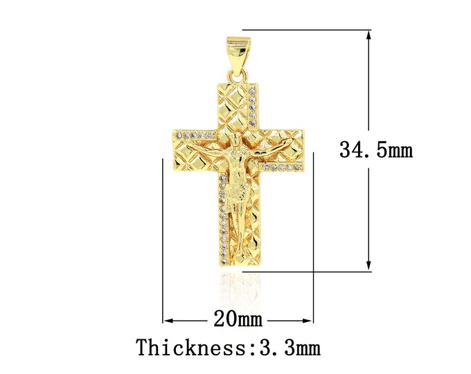 18K Gold Filled CZ Cross Pendant,Gold Dainty Religion Charms,Christian Charm Bracelet Necklace for DIY Jewelry Making Supply