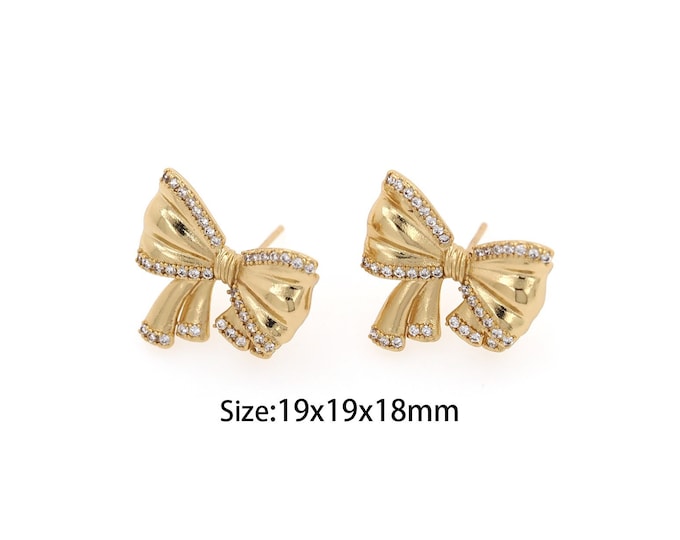1Pair Butterfly  Stud Earrings 18K Gold Filled Dainty Butterfly Earrings Butterfly Earrings Insect Jewelry 19x19x18mm