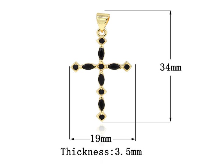 18K Gold Filled CZ Cross Pendant,Gold Dainty Religion Charms,Christian Charm Bracelet Necklace for DIY Jewelry Making Supply