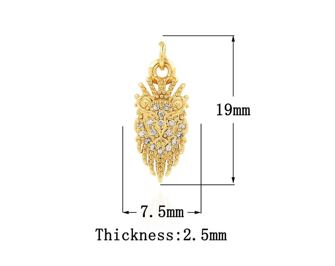 18K Gold Filled Lion Pendant,Gold Dainty CZ Lion Charms,Lion Charm Bracelet Necklace for DIY Jewelry Making Supply